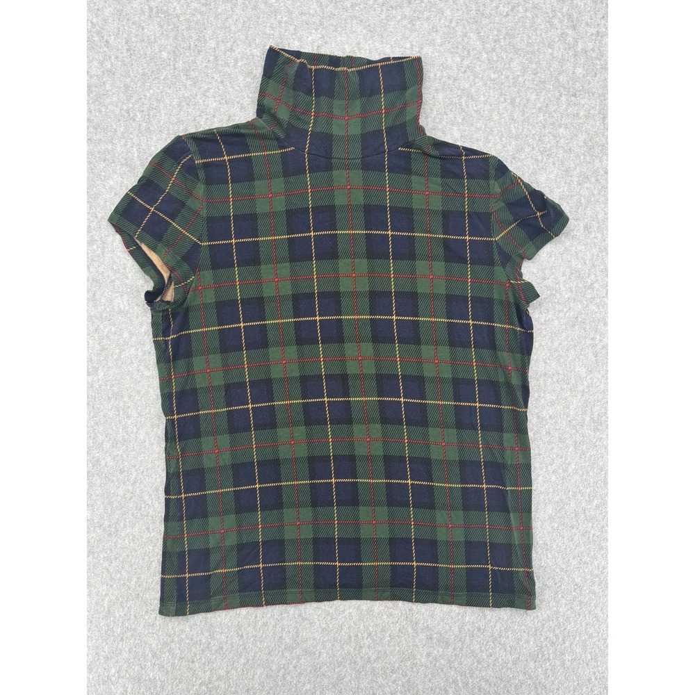 Lauren Ralph Lauren Womens XL Plaid Mock Neck Short Sleeve Knit Top